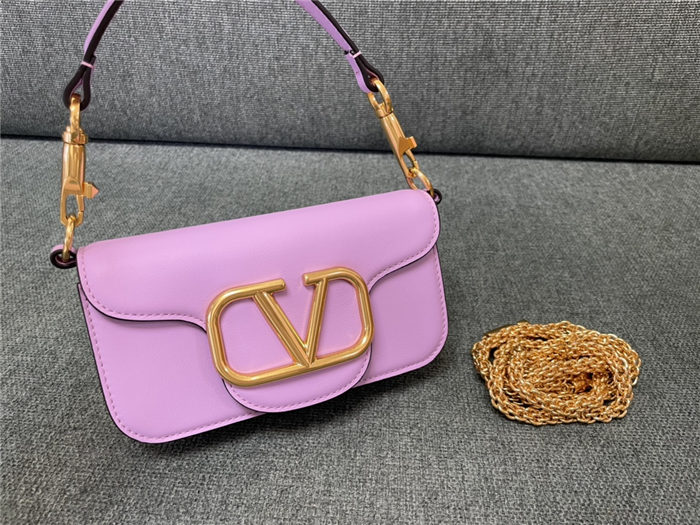 Valentino Garavani MINILOCO Crossbody Bag Calfskin Leather Lilac High