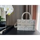 MINI Dior BOOK TOTE Dior Oblique Embroidery Grey With Strap High