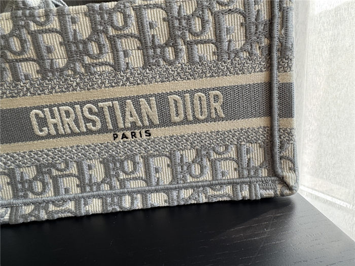 MINI Dior BOOK TOTE Dior Oblique Embroidery Grey With Strap High