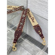 SHOULDER STRAP Dior Oblique Embroidered Burgundy High