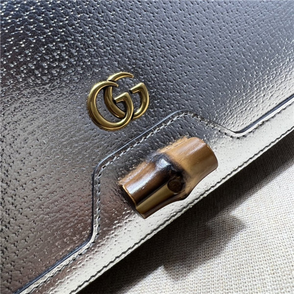 Gucci Diana mini bag with bamboo 696817 Leather Silver High