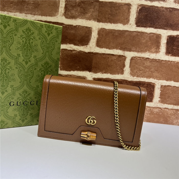 Gucci Diana mini bag with bamboo 696817 Leather Brown High