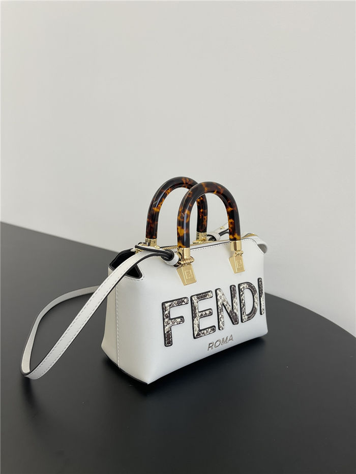 Fendi By The Way Mini Boston bag leather and elaphe White High