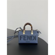 Fendi By The Way Mini Boston bag leather and elaphe Blue High