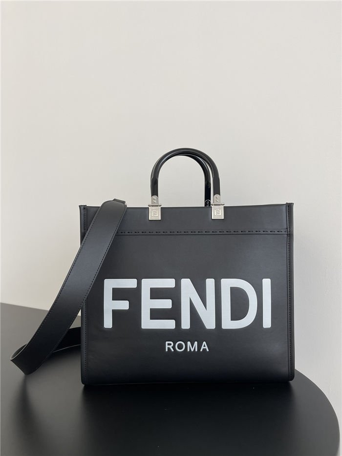 MEDIUM Fendi SUNSHINE Leather Shopper Black-White High