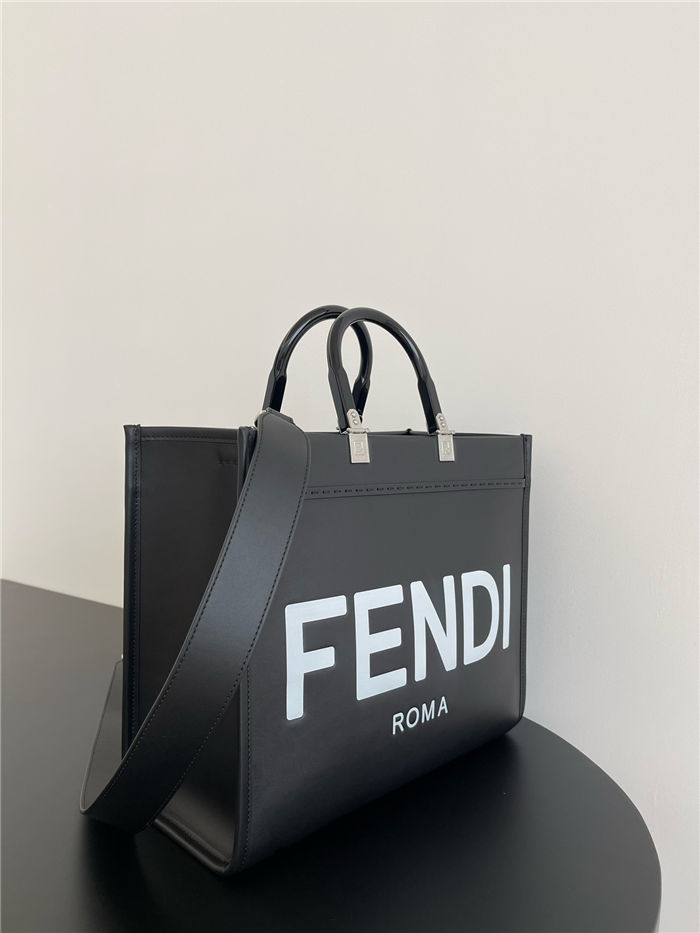 MEDIUM Fendi SUNSHINE Leather Shopper Black-White High