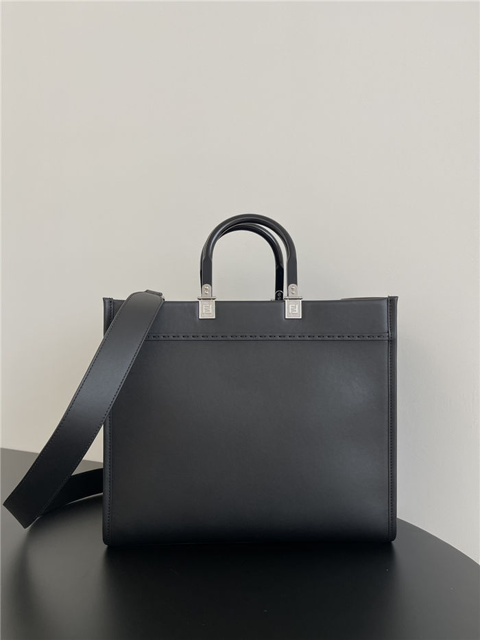 MEDIUM Fendi SUNSHINE Leather Shopper Black-White High