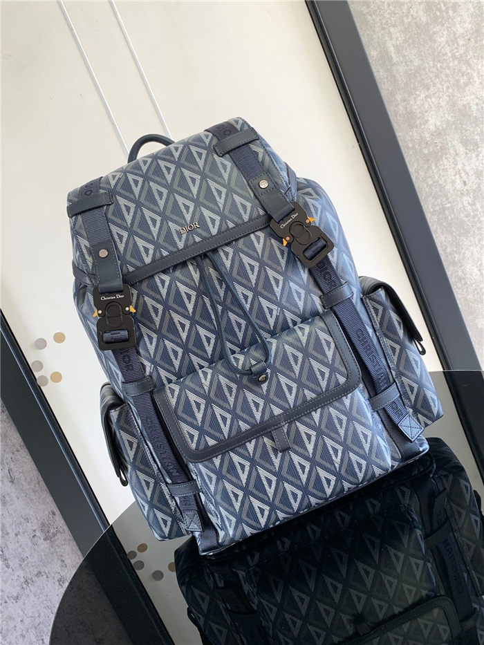 Dior Hit The Road Backpack Large CD Diamond Canvas Blue High