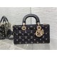 LADY D-JOY BAG MEDIUM Cannage Lambskin with Gold-Finish Butterfly Studs Black High