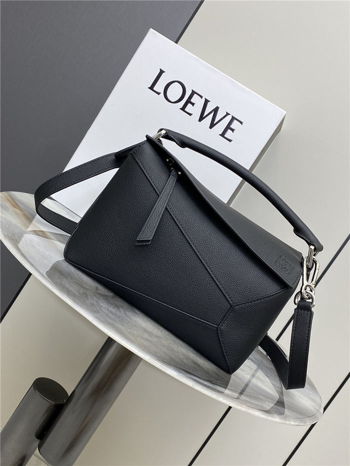 Small Puzzle bag in soft grained calfskin Black High