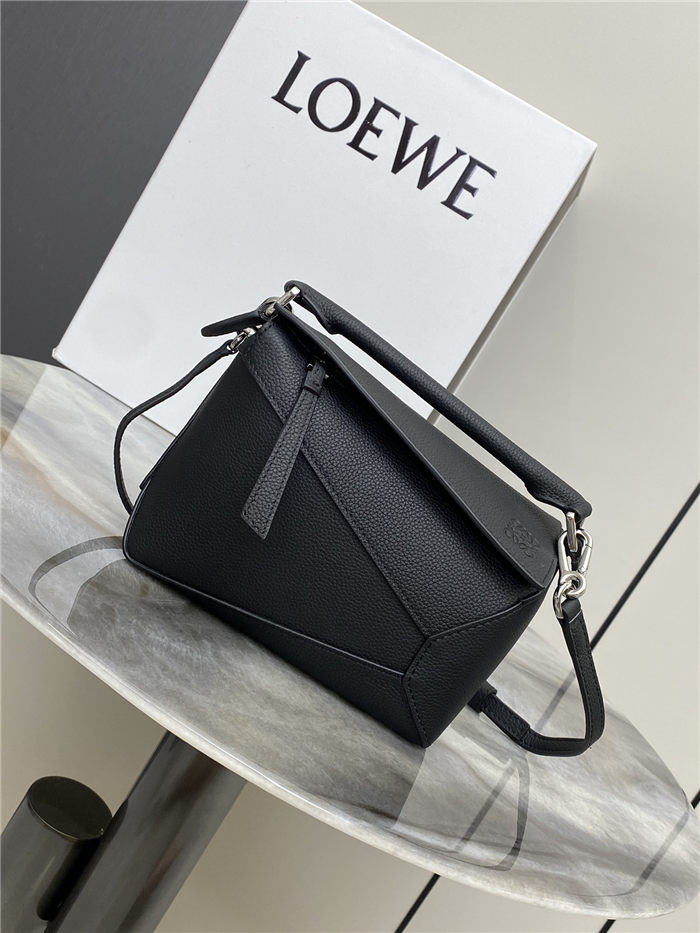 Mini Puzzle bag in soft grained calfskin Black High