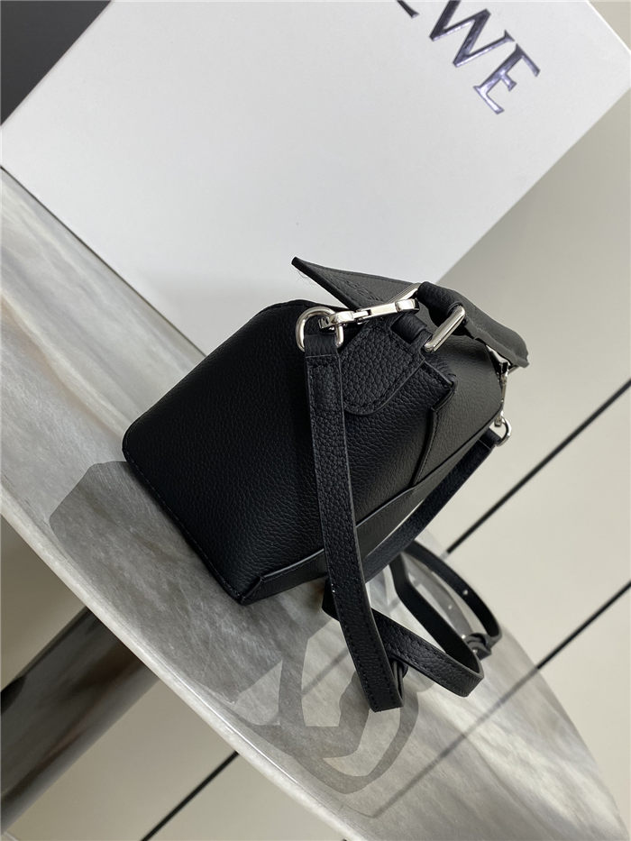 Mini Puzzle bag in soft grained calfskin Black High