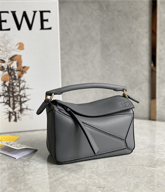 Mini Puzzle bag in soft grained calfskin Grey High