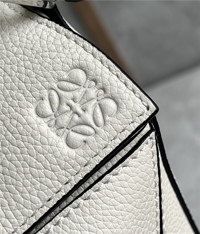 Mini Puzzle bag in soft grained calfskin White High