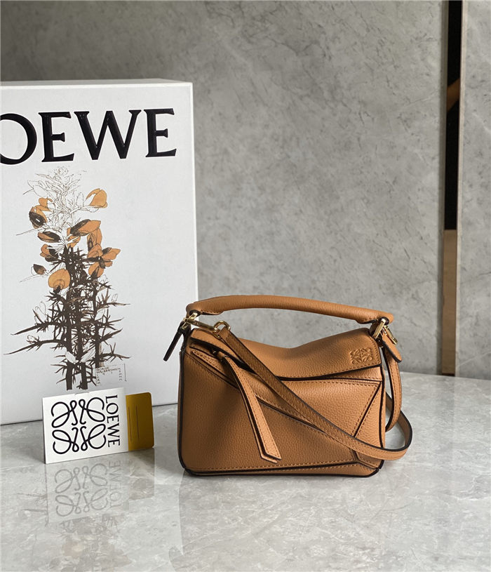 Mini Puzzle bag in soft grained calfskin Caramel High