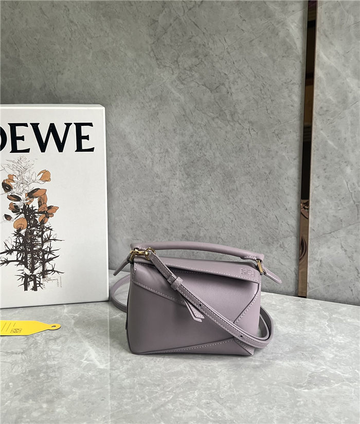 Mini Puzzle bag in classic calfskin Pale Purple High