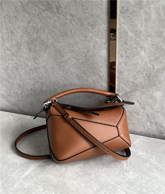 Mini Puzzle bag in classic calfskin Caramel High