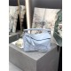 Small Puzzle bag in satin calfskin with jacquard strap Sky Blue High