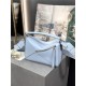 Small Puzzle bag in satin calfskin with jacquard strap Sky Blue High