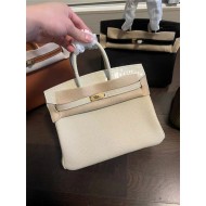 Hermes Birkin Touch 25/30cm Bag Togo and Crocodile Leather In Craie WAX High