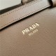 Prada Buckle medium leather handbag with double belt 1BA417 Travertine Stone High