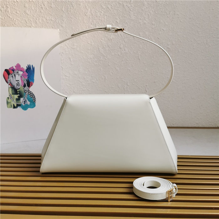 Prada Large brushed leather handbag 1BD342 White High