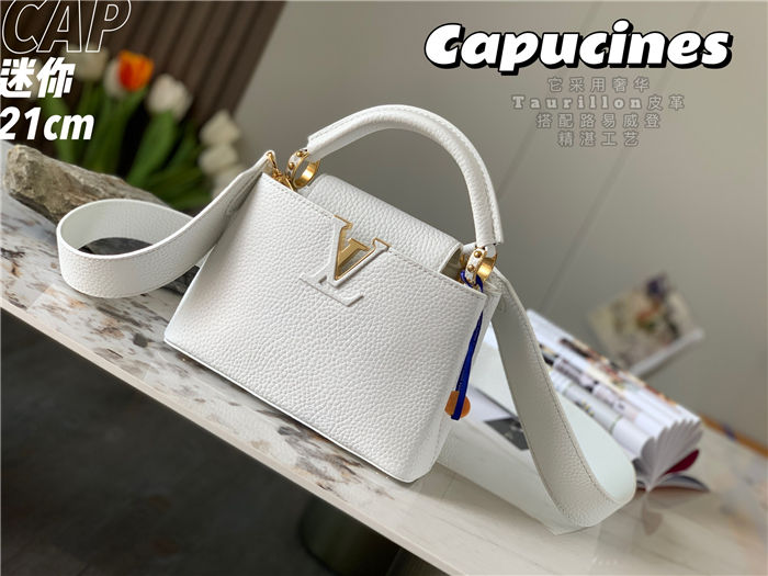 Louis Vuitton Capucines Mini Bag Taurillon Leather M55985 White High