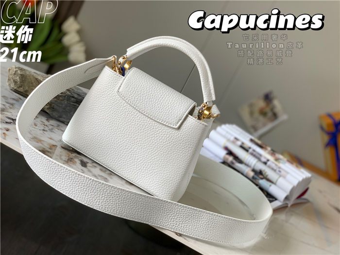 Louis Vuitton Capucines Mini Bag Taurillon Leather M55985 White High