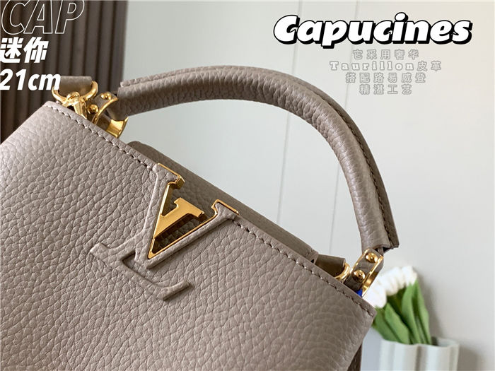 Louis Vuitton Capucines Mini Bag Taurillon Leather M55985 Taupe High