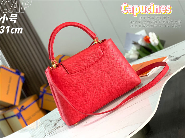 Louis Vuitton Capucines MM Bag Taurillon Leather M42259 Red High