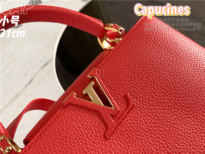 Louis Vuitton Capucines MM Bag Taurillon Leather M42259 Red High