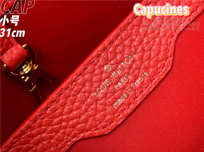 Louis Vuitton Capucines MM Bag Taurillon Leather M42259 Red High