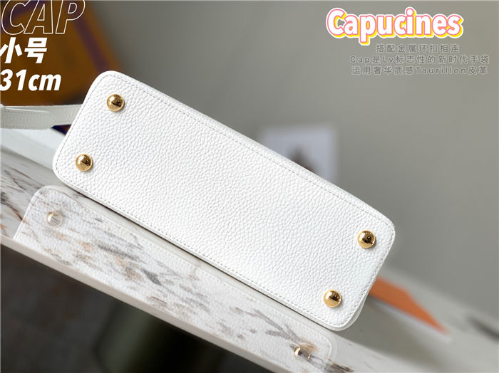 Louis Vuitton Capucines MM Bag Taurillon Leather M42259 White High