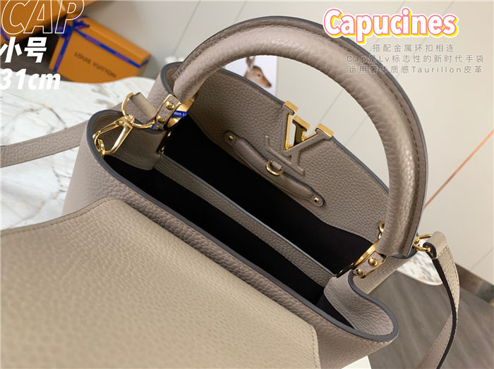 Louis Vuitton Capucines MM Bag Taurillon Leather M42259 Taupe High