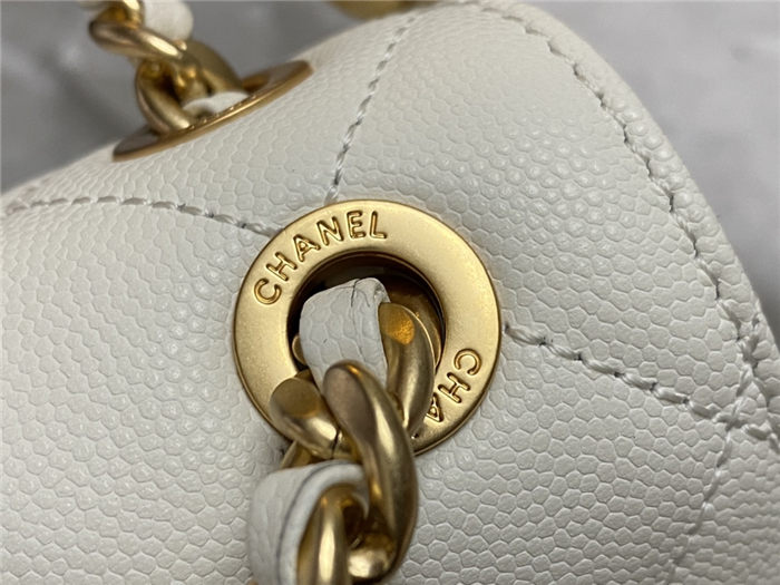 Chanel CHAIN BACKPACK Grained Calfskin & Gold-Tone Metal AS4490 White A