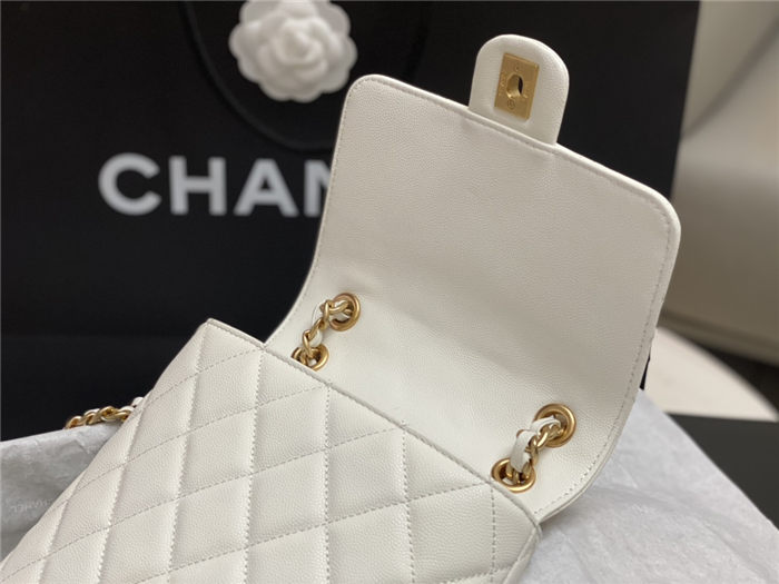 Chanel CHAIN BACKPACK Grained Calfskin & Gold-Tone Metal AS4490 White A