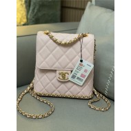 Chanel CHAIN BACKPACK Grained Calfskin & Gold-Tone Metal AS4490 Pink A