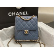 Chanel CHAIN BACKPACK Grained Calfskin & Gold-Tone Metal AS4490 Blue A