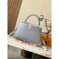 Louis Vuitton Capucines MM Bag Taurillon Leather M23199 Grey Blue High