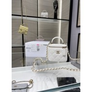 Chanel SMALL VANITY WITH CHAIN AP2198 Lambskin & Gold-Tone Metal White High