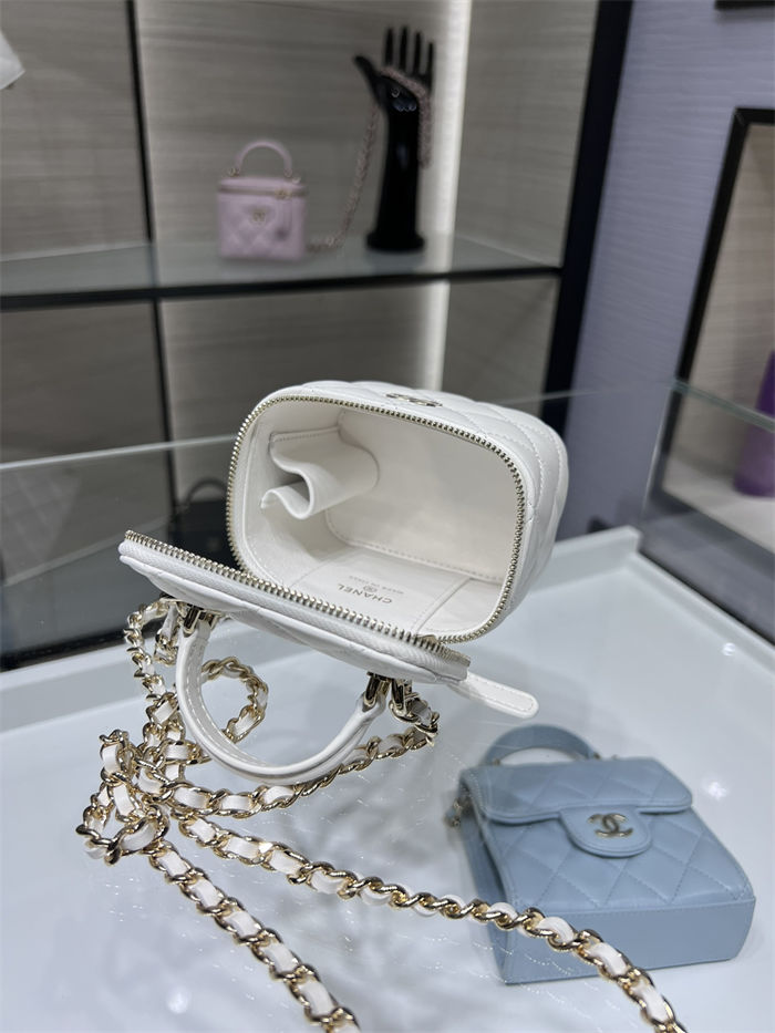 Chanel SMALL VANITY WITH CHAIN AP2198 Lambskin & Gold-Tone Metal White High