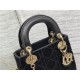 MINI LADY Dior BAG Cannage Cotton with Micropearl Embroidery Black High