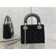 MINI LADY Dior BAG Cannage Cotton with Micropearl Embroidery Black High