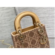 MINI LADY Dior BAG Cannage Cotton with Micropearl Embroidery Beige High