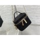 Micro Lady Dior VANITY CASE Cannage Cotton with Micropearl Embroidery Black High