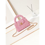 Chanel MINI SHOPPING BAG AS4416 Cotton Tweed & Gold-Tone Metal Pink High