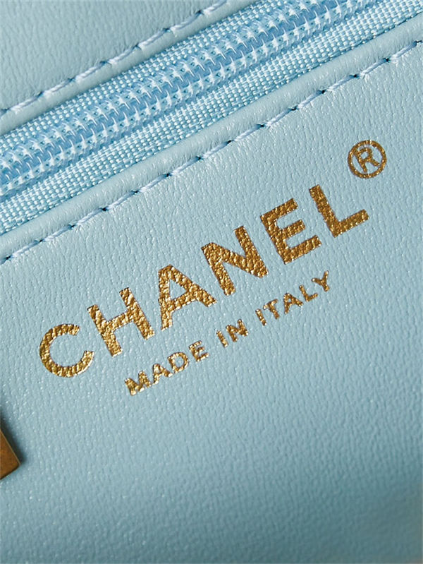 Chanel MINI SHOPPING BAG AS4416 Shiny Aged Calfskin & Gold-Tone Metal Blue High