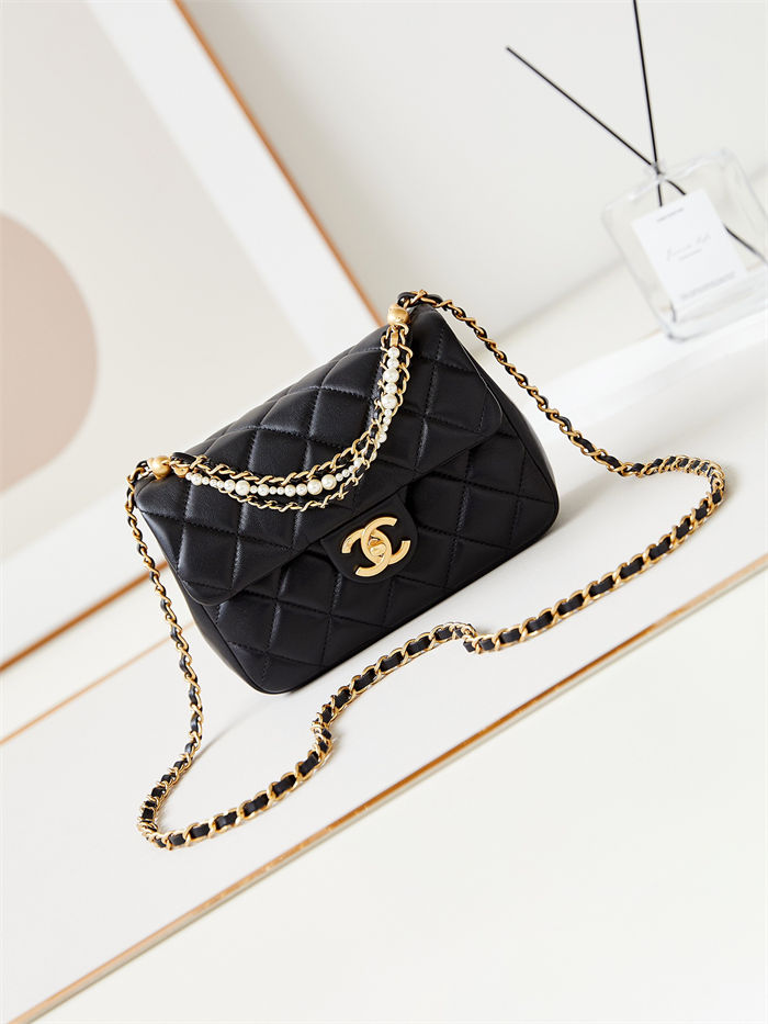 Chanel MINI FLAP BAG AS4384 Lambskin & Gold-Tone Metal Black High