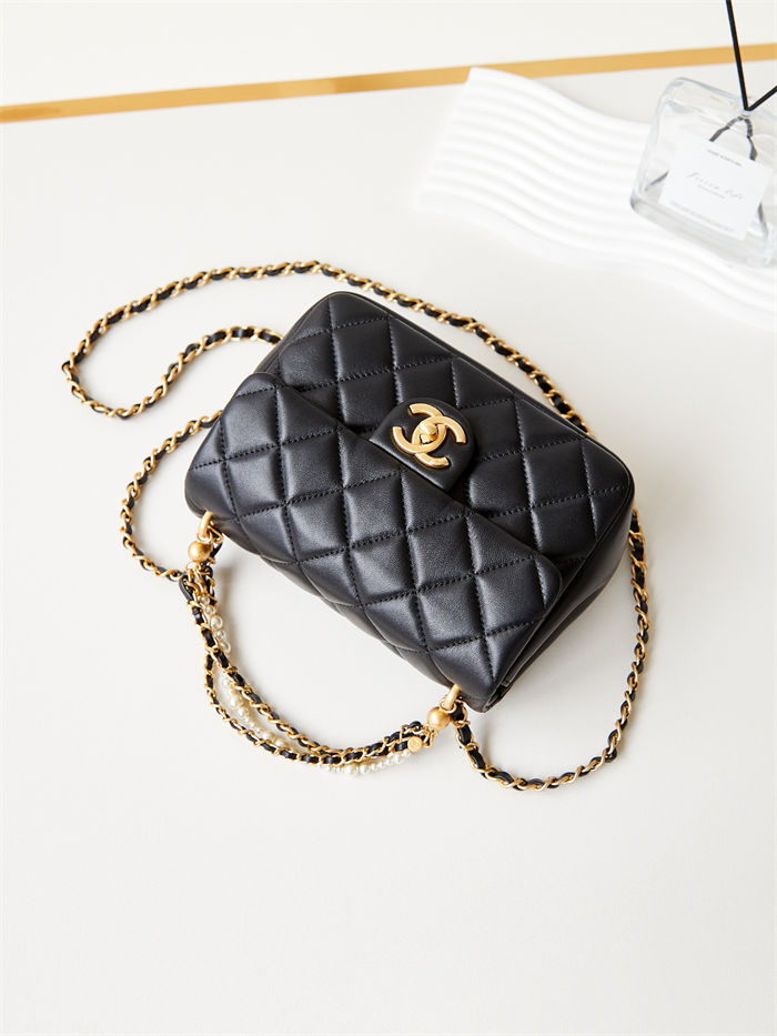 Chanel MINI FLAP BAG AS4384 Lambskin & Gold-Tone Metal Black High