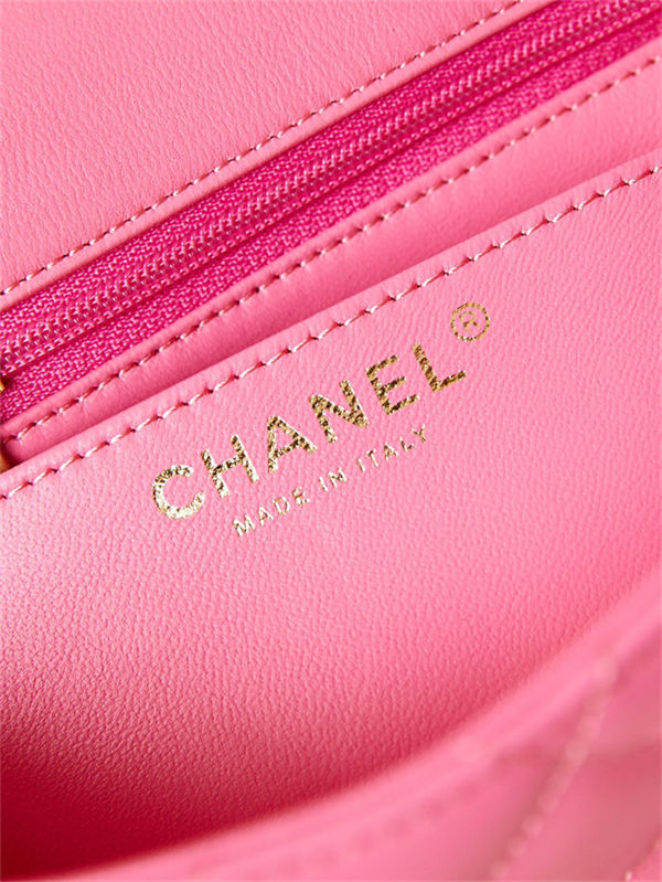 Chanel MINI FLAP BAG AS4384 Lambskin & Gold-Tone Metal Pink High